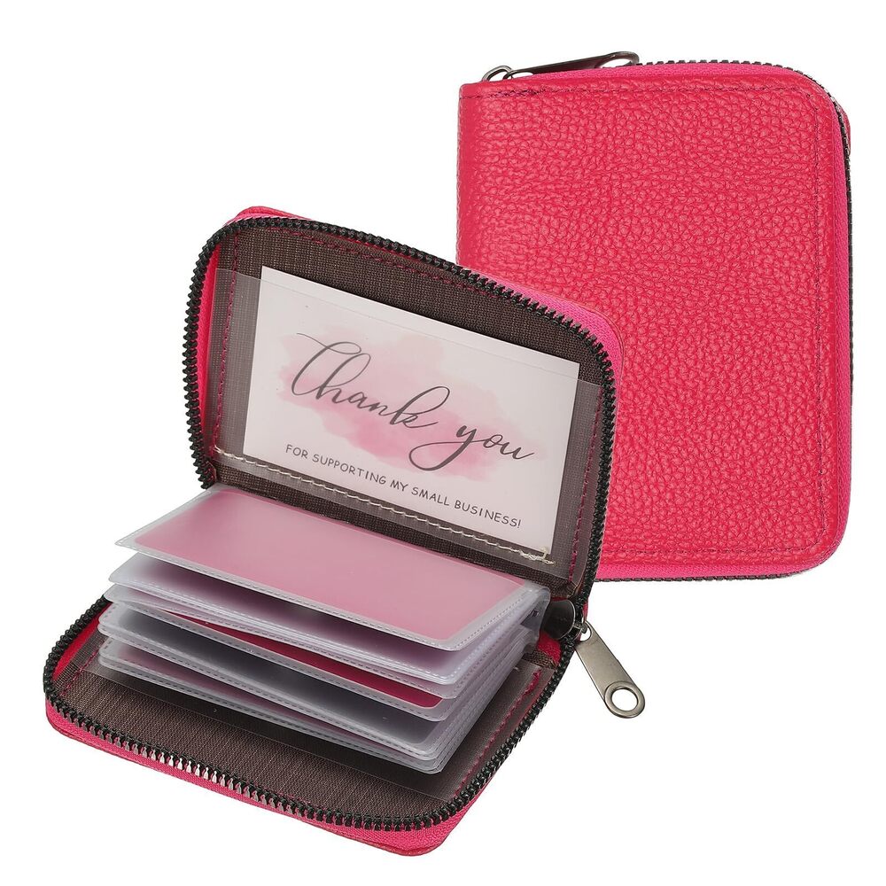 8570 Credit Card Holder Zipper Wallet, Leather Card ID Case Organizer